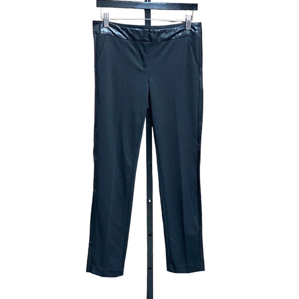 Laundry By Shelli Segal Black Tuxedo Faux Leather Dress Pants Size 6 NEW